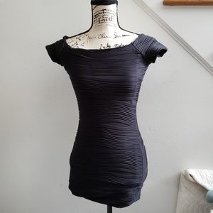 Wetseal Black Textured Bodycon Dress